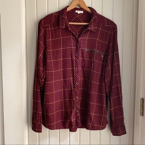 Maurice’s Plaid Zipper Front Long Sleeve Shirt